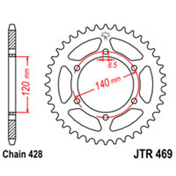 JT JT Rear Sprockets R/W 469-44T KAW (468)